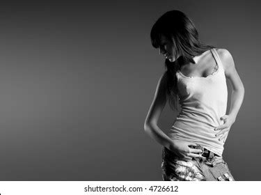 Sensual Sexy Brunette Posing Against Dark Stock Photo Shutterstock
