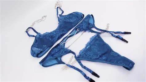 New Trend Rhinestone Chain Bling Underwear Sexy Bra G String Panties Pieces Lingerie Set
