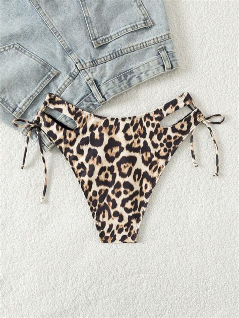 Swim Sxy Women S Leopard Print Cutout Side Sexy Bikini Bottom