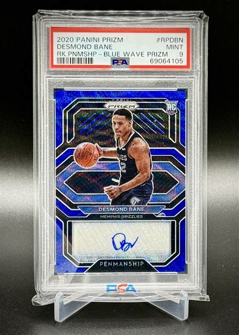 Panini Prizm Desmond Bane Blue Wave Penmanship Rookie Auto Psa