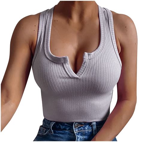 Brnmxoke Women S Ribbed Crop Tank Tops Y K Summer Cute Sexy Backless V