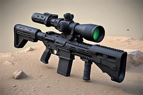 Tactical Carbine With Suppressor And Night Vision Optics Premium Ai