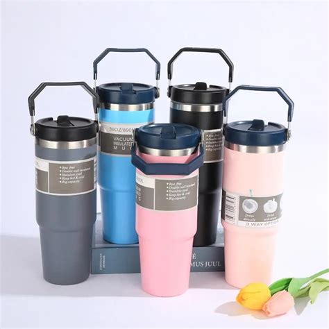 Stainless Steel Tumbler Handheld Thermos Insulated Vacuum Hot Cold Mugater Bottle With Straw
