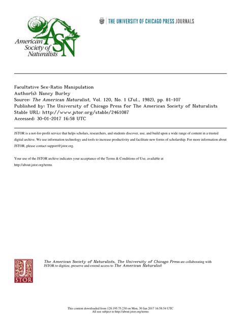 PDF Facultative Sex Ratio Manipulation