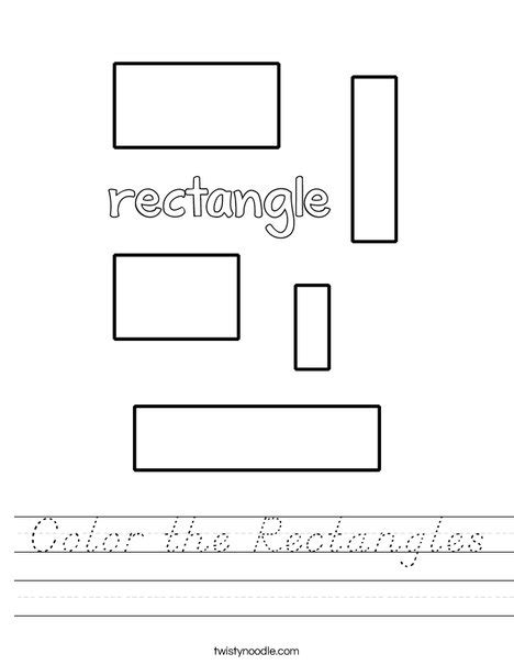 Color The Rectangles Worksheet Dnealian Twisty Noodle