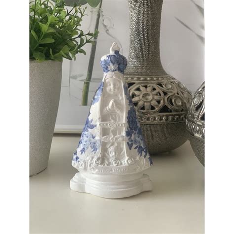 Imagem Nossa Senhora Aparecida Baby Infantil 15 Cm Gesso Manto Flor