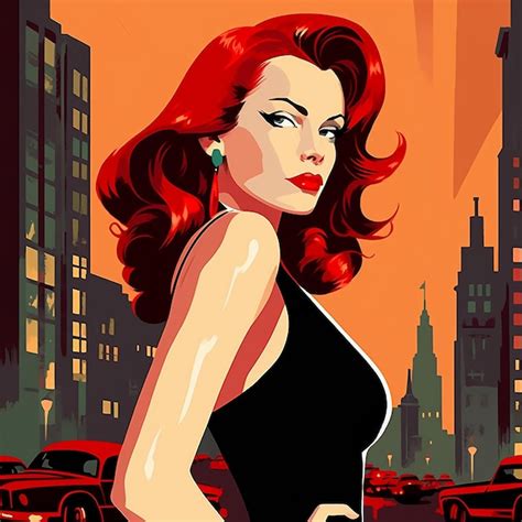 Premium AI Image A Portrait Of Blonde Femme Fatale Woman Wearing A Cocktail Dress And Pointing