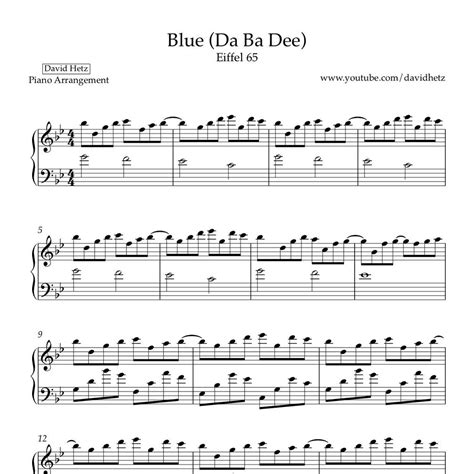 Eiffel 65 Blue Da Ba Dee David Hetz Piano Sheet Music