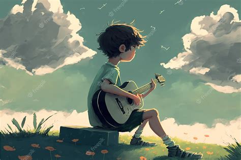 Sad Anime Girl With Guitar