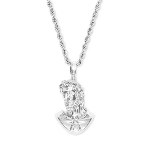 Zeus Necklace Pendant & Rope Chain White Gold | The Gold Gods