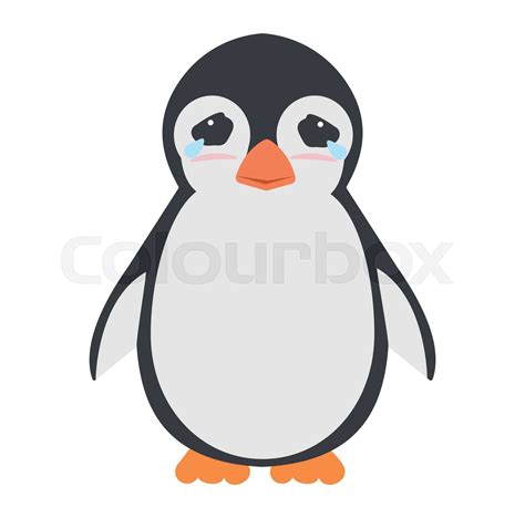 Cute Penguin crying cartoon illustration | Stock vector | Colourbox