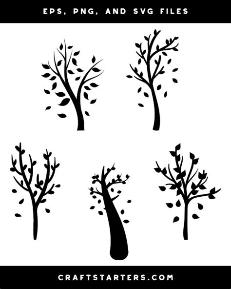 Tree With Falling Leaves Silhouette Clip Art