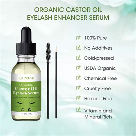 Natural Castor Oil Eyelashes Eyebrow Hair Growth Essential Oil ป้องกัน