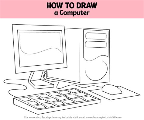 How to Draw a Computer (Computers) Step by Step | DrawingTutorials101.com