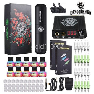 Dragonhawk Tattoo Kit Set Motor Pen Maschine Pistole Farbe Tinte