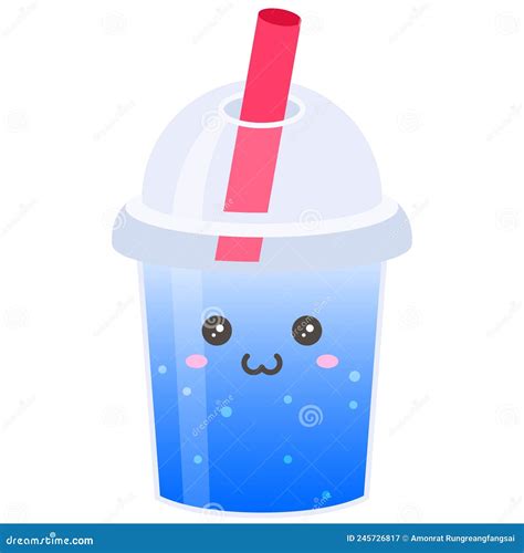 Blue Curacao in Plastic Cup, Cold Drink Vector Stock Vector
