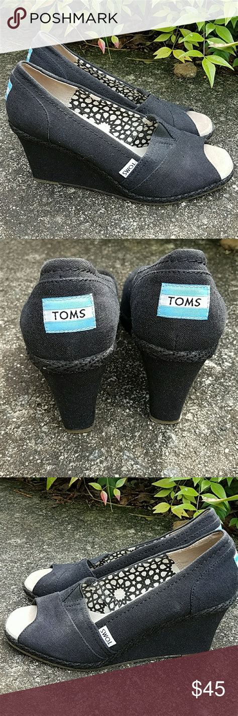 Comfortable Toms Black Wedges For Women