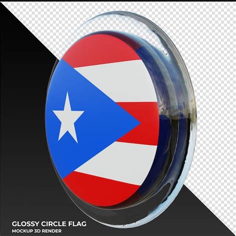 Bandeira de círculo brilhante texturizado 3d realista de porto rico0002