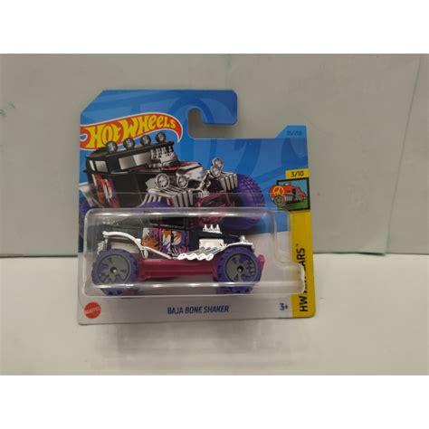 BAJA BONE SHAKER BLACK PURPLE 3 10 ART CARS 1 64 HOT WHEELS BCN STOCK CARS