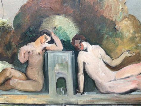 Proantic Nude Figures Oil On Cardboard Signed Albert Larcher Circa