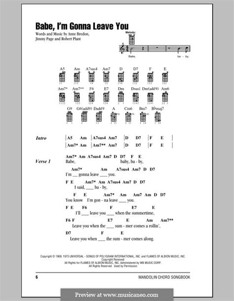 A Bredon J Page R Plant Babe I M Gonna Leave You Led Zeppelin Musicaneo