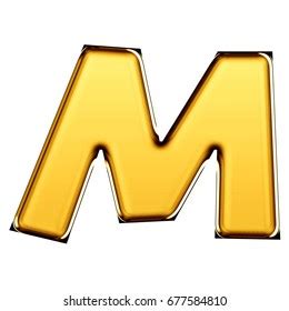 Letter M Gold Solid Alphabet Tilt Stock Illustration