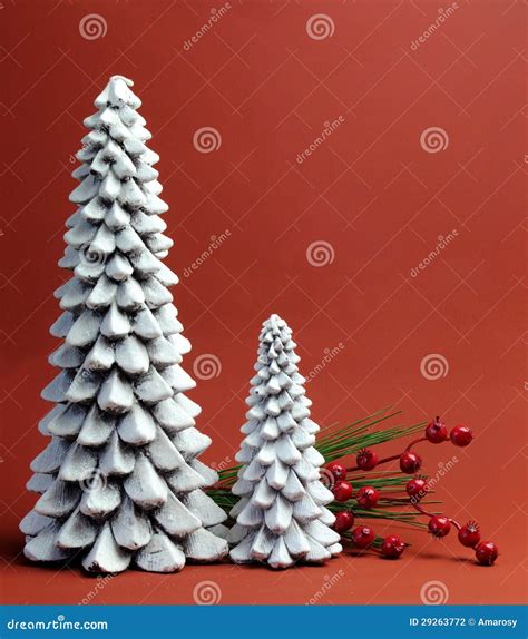 Candele Dell Albero Di Natale Bianco Con La Natura Morta Di Festa Delle