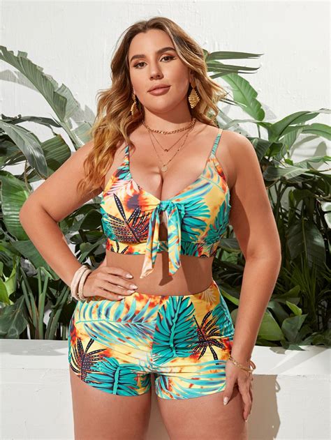 Tropical Print Knot High Waisted Bikini Swimsuit Artofit