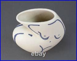 Donna Polseno Signed Abstract Nude Female Torso Figural Vase Picasso Style Studio Pottery Vase