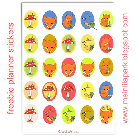 Free printable fox planner stickers - oval - ausdruckbare Sticker - freebie