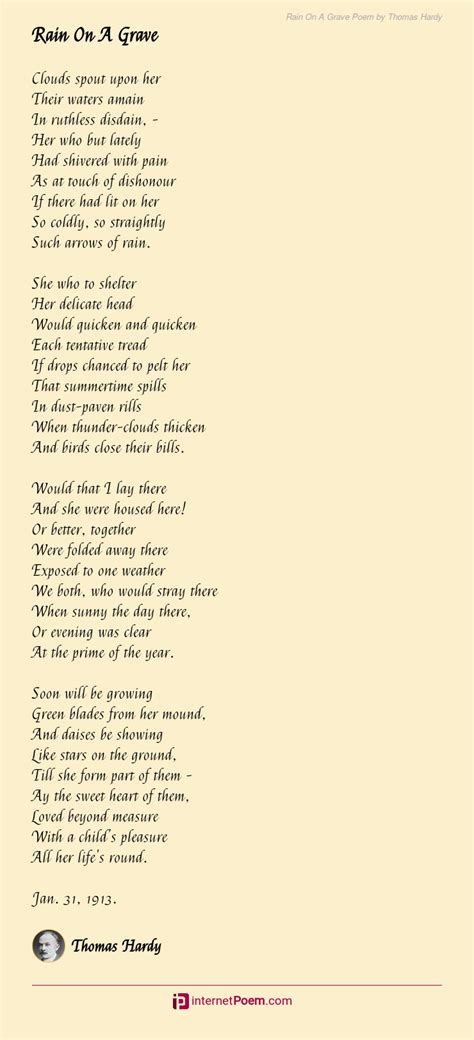 Rain On A Grave Poem By Thomas Hardy