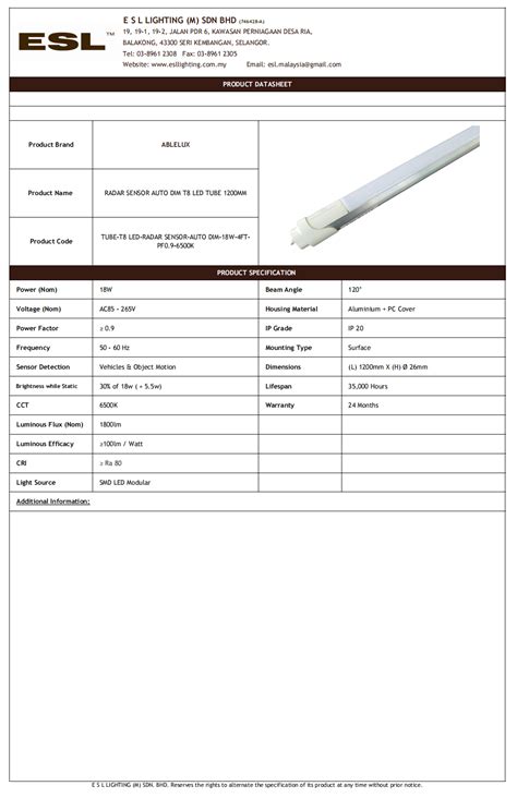 Ablelux W Radar Sensor Auto Dim T Led Tube Mm Ft K Power