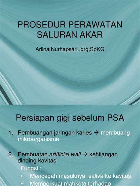 Prosedur Perawatan Saluran Akar | PDF