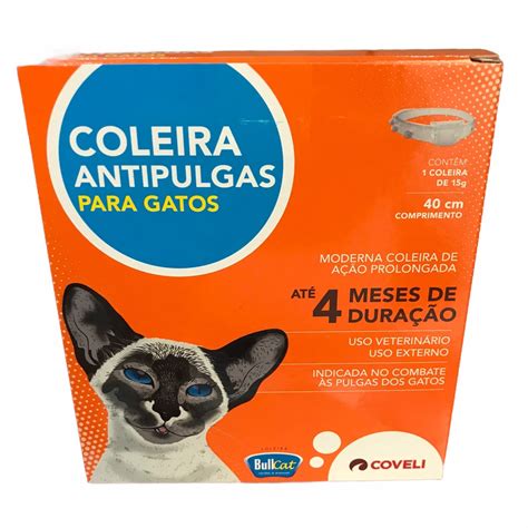 Coleiras Para Gatos Pulgas - Coleira Bullcat Anti Pulgas Para Gatos Coveli 40cm 4 Meses