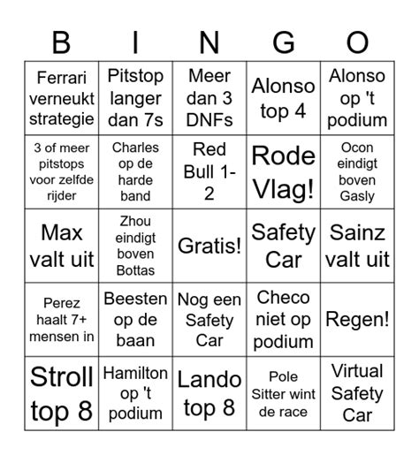 CANADA F1 BINGO Card