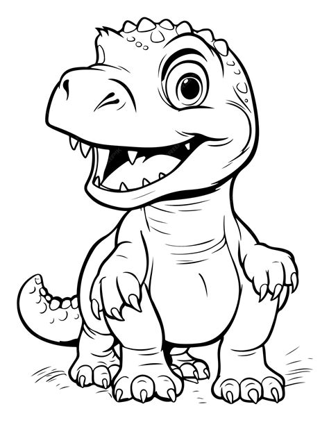 Lindo Libro De Dibujo De Dinosaurios Para Colorear Páginas De Dinosaurios Vector Premium