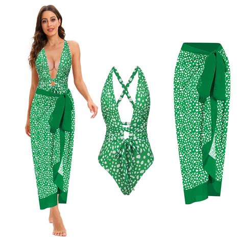 Brilliant Women S Swimsuit One Piece Swimsuit Bikini Lace Up Swimsuit Long Skirt Chiffon Two