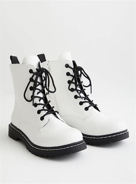 Torrid - Stevie - White Faux Leather Chunky Combat Boot (WW)