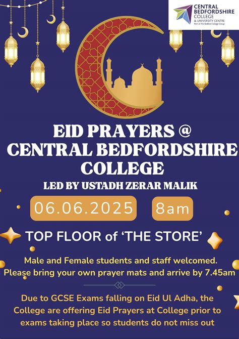 Central - 🕌 EID Prayers at Central Bedfordshire College Join us in