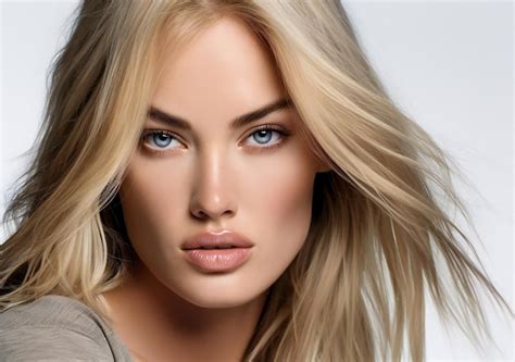 Premium Photo Beautiful Blonde Woman With Blue Eyes And Long Hair Studio Shot