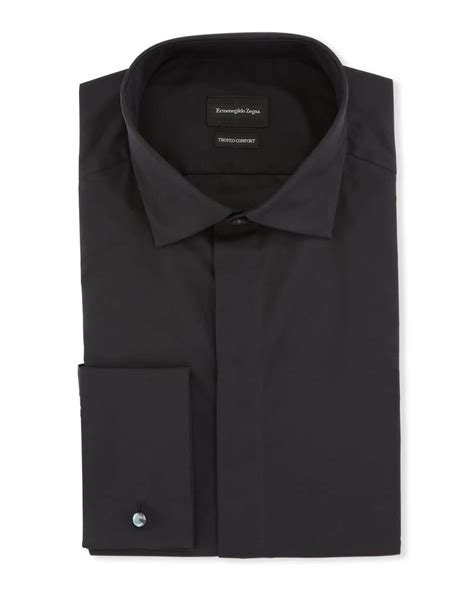 ZEGNA Men S Solid Trofeo French Cuff Trim Fit Dress Shirt Neiman Marcus