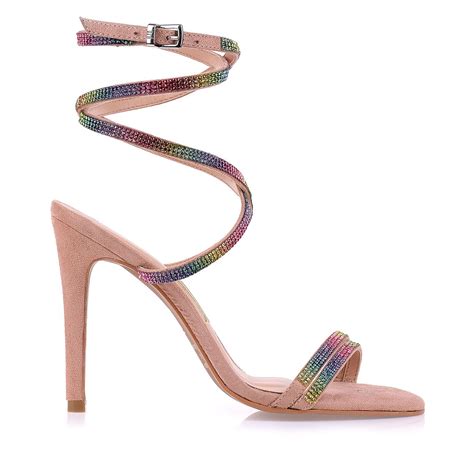 Sandália Salto Alto Camurça Nude UZA Shoes Sapatos Femininos