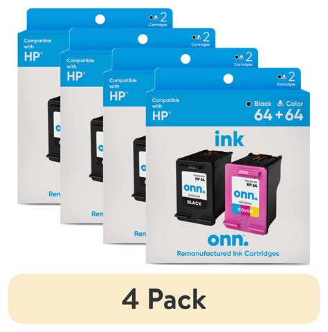 4 Pack Onn Inhpcl100014173 Hp 64 Black And 64 Tri Color