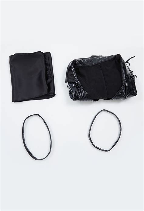 Women Gothic Style Black Lingerie Set V Neck Bodysuit And Leg Ring With Skirt Hem Cosplay