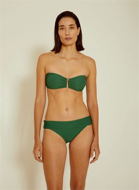 Lenny Niemeyer Brunswick Green Drop Bandeau Hw Ruched Bikini