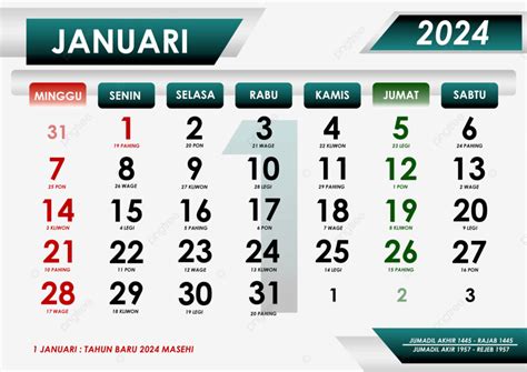 Calendario De Enero De Junto Con Las Fechas Rojas De Las