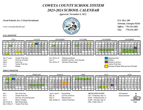 Coweta County Schools Calendar 2023-2024 in PDF