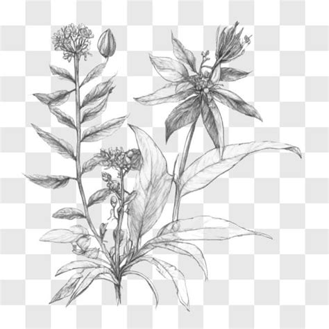 Download Detailed Botanical Illustration Of Flowering Plants Sketches