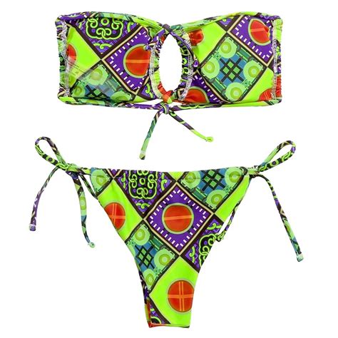 MAILLOT DE BAIN Maillot De Bain Bandeau Sexy Pour Femmes Bikini Mini String Ensemble Deux
