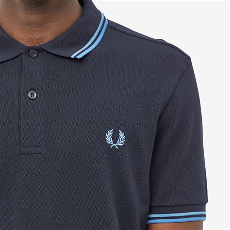 Fred Perry Slim Fit Twin Tipped Polo Navy Soft Blue And Twilight End Us